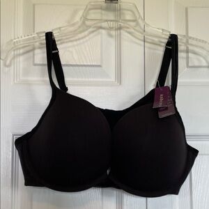 NWT Cacique 42B Underwire Cotton Boost Plunge Black Bra padded for shape/support